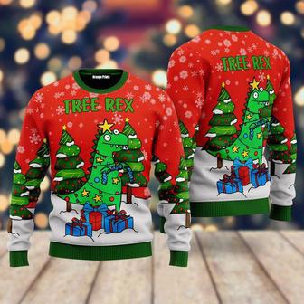 Tree Rex Green Dinosaur Ugly Christmas Sweater For Men & Women | Favorety AU