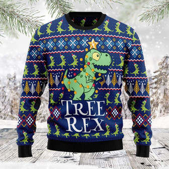 Tree T-Rex Green Dinosaur Funny Ugly Sweater - Thegiftio UK