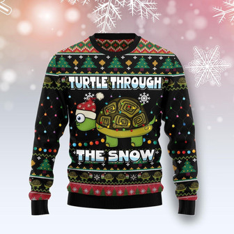 Turtle Through The Snow Christmas Funny Ugly Sweater - Thegiftio UK