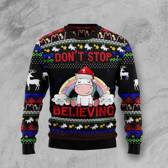 Unicorn Dont Stop Believing Ugly Sweater - Thegiftio UK