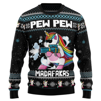 Unicorn Pew Pew Christmas Funny Ugly Sweater - Thegiftio UK