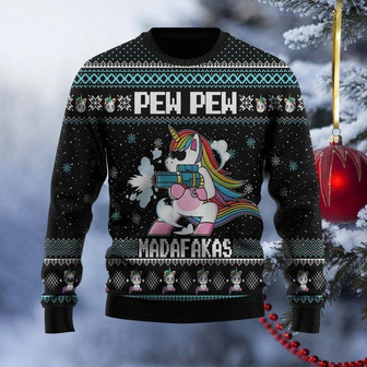 Unicorn Pew Pew Funny Ugly Sweater - Gift For Unicorn Lover - Thegiftio UK