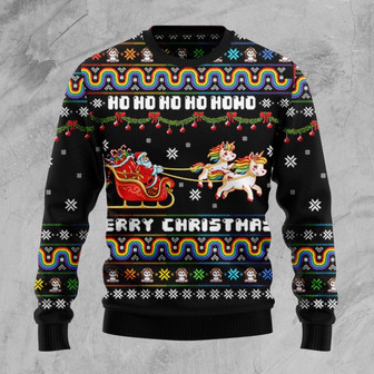 Unicorn With Santa Merry Christmas Ugly Christmas Sweater - Thegiftio UK