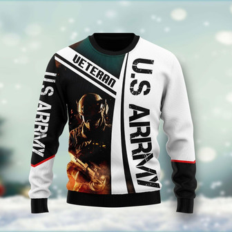 US Army Veteran 3D Christmas Funny Ugly Sweater - Thegiftio UK