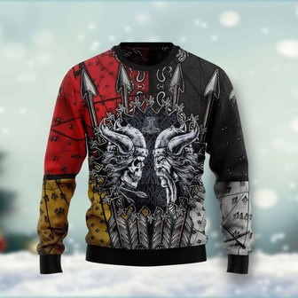 Viking Christmas Funny Red Black Ugly Sweater - Thegiftio UK