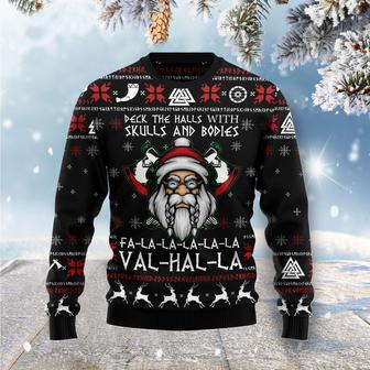 Viking Deck The Halls With Skulls Christmas Funny Ugly Sweater - Thegiftio UK