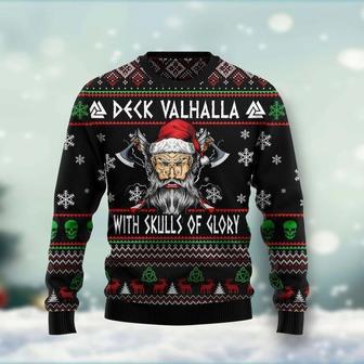 Viking Deck Vahalla Ugly Christmas Sweater For Men & Women | Favorety