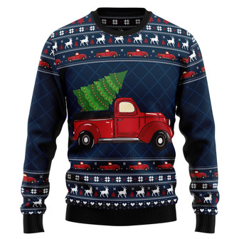 Vintage Red Truck Ugly Christmas Sweater - Thegiftio UK