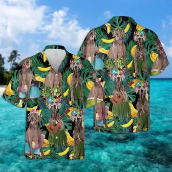 Weimaraner Hawaiian Shirt, Weimaraner Tropical Leaves Hawaiian Shirt For Men - Perfect Gift For Weimaraner Lovers, Husband, Boyfriend, Friend, Family - Seseable