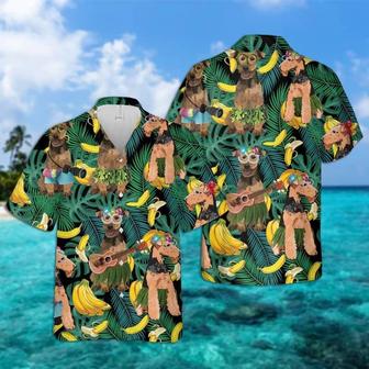 Welsh Terrier Hawaiian Shirt, Tropical Leaves Aloha Shirt For Men - Perfect Gift For Welsh Terrier Lovers, Husband, Boyfriend, Friend, Family - Seseable