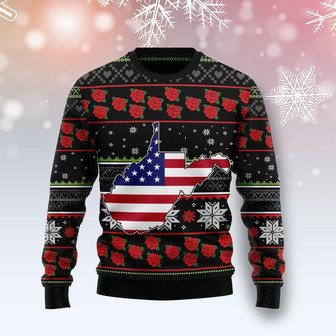 West Virginia Roses Christmas Funny Ugly Sweater - Thegiftio UK