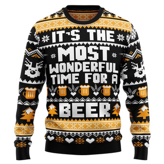 Wonderful Time For A Beer Ugly Christmas Sweater - Thegiftio UK