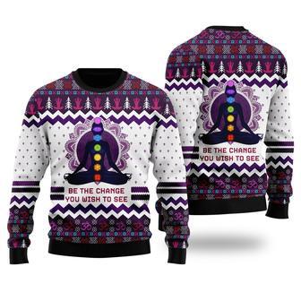 Yoga Be The Change Ugly Christmas Sweater For Men And Women | Favorety DE