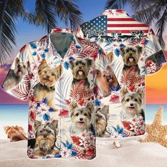 Yorkshire Terrier Aloha Hawaiian Shirts For Summer, Yorkie Independence Day USA Flag Hawaiian Shirt For Men Women, 4th of July Gift For Dog Lovers - Seseable
