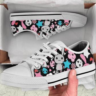 Black & Blue Kawaii Goth Bunny Low Top Shoes Sneaker - Monsterry CA