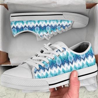 Blue ikat tie dye Low Top Shoes Sneaker - Monsterry UK