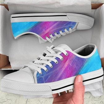 Blue Pink Purple Colorful Abstract Art Low Top Shoes - Monsterry