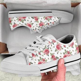 Classic Roses, Rose Pattern Low Top Shoes - Monsterry