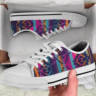 Colorful Boho Aztec Color Streaks Low Top Shoes - Monsterry UK