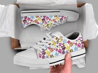 Colorful Owl Low Top Shoes - Monsterry