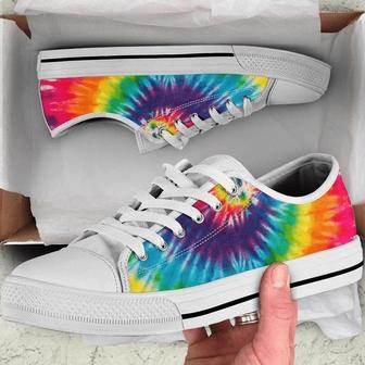 Colorful Tie Dye Spiral Hippie Abstract Art Low Top Shoes - Monsterry AU