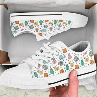 Cute Animal Whale, Bunny, Duck Low Top Shoes - Monsterry