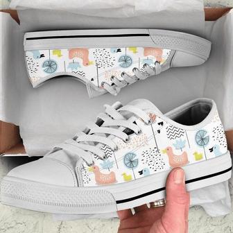 Cute Ducks And Bird Low Top Shoes - Monsterry