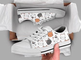Cute Kitten Low Top Shoes - Monsterry