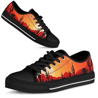 Deer Sunset Hunting Watercolor Low Top Shoes - Monsterry