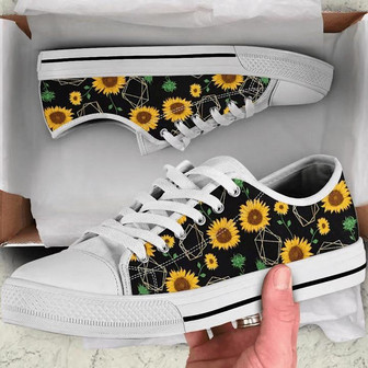 Golden Polygonal Shapes Sunflower Low Top Shoes - Monsterry