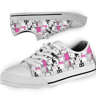 Kitten Pattern Low Top Shoes - Monsterry