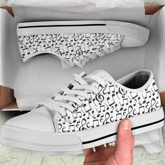 Music Note Sneakers Womens Musician Plimsolls Monochromatic Low Top Shoes - Monsterry