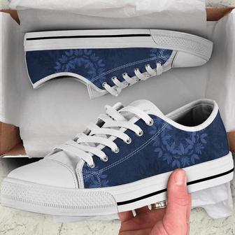Navy Blue Mandalas Low Top Shoes - Monsterry