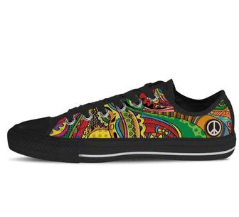 Peace Symbol Peace of Color Tennis Shoes Hippie Boho Low Top Shoes - Monsterry