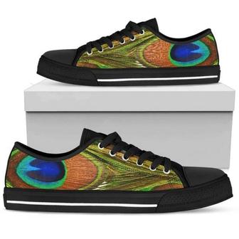 Peacock Print Low Top Shoes - Monsterry UK