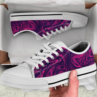 Pink Purple Swirl Abstract Art Low Top Shoes - Monsterry