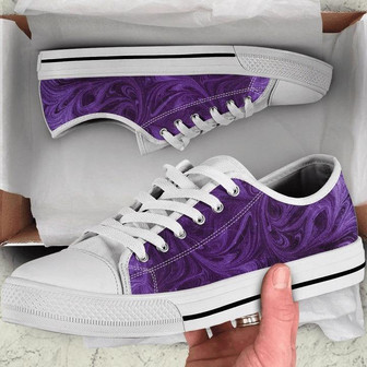 Purple Swirls Abstract Art Low Top Shoes - Monsterry
