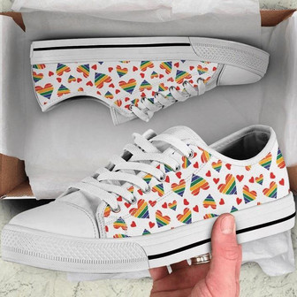 Rainbow Hearts Pride LGBT Low Top Shoes - Monsterry