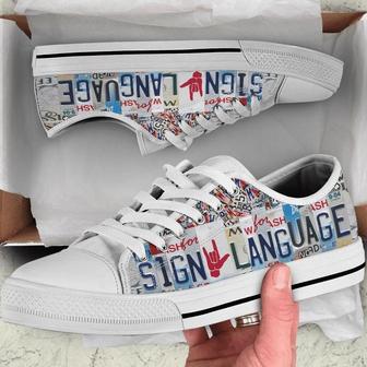 Sign Language Plates Low Top Shoes - Monsterry UK