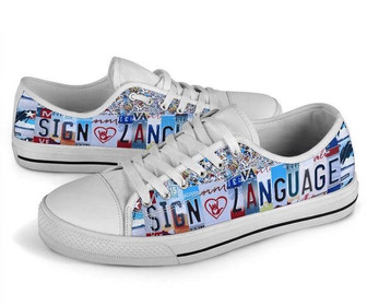 Sign Language Low Top Shoes - Monsterry