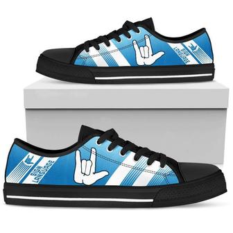 Sign Language Striped 2 Low Top Shoes - Monsterry