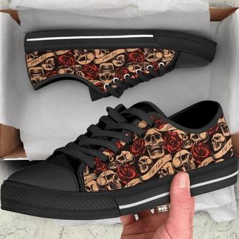 Skulls and Roses Rock n Roll Low Top Shoes - Monsterry
