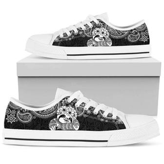 Sloth Paisley Black White Low Top Shoes - Monsterry