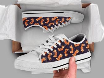 Space Fox Shoes Fox Sneakers Fox Print Pattern Cute Shoes Fox Lover Gifts Custom Low Top Shoes - Monsterry UK