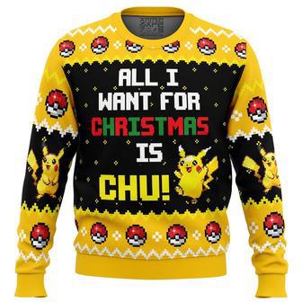 All I Want Picachu Pokemon Ugly Christmas Sweater, Ugly Christmas Sweater For Men Women | Favorety