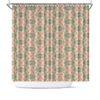 Arrows Interweave Pink Color Gift Boho Tribal Bathroom Shower Curtain - Seseable