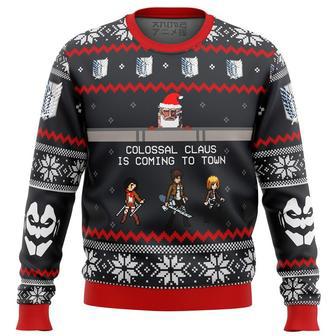 Attack on Titan Colossal Claus Ugly Christmas Sweater, Ugly Christmas Sweater For Men Women | Favorety AU