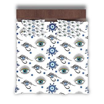 Attractive Evil Eyes Boho Style Design 3 Pieces Bedding Set - Seseable