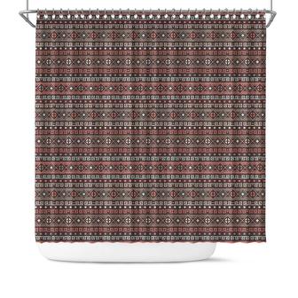 Basic Geometric Pattern Mid Century Style Boho Shower Curtain - Seseable