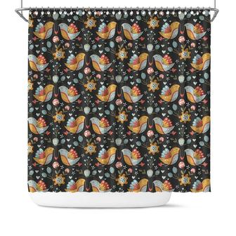 Bird Couple With Flowers Vintage Boho Lovers Shower Curtain - Seseable